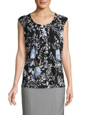Kasper Pleated Floral Top