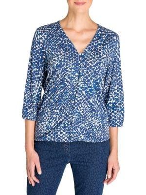 Olsen Rustic Luxury Snakeskin-print Cotton-blend Top