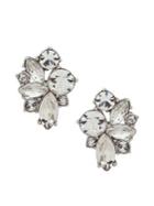 Givenchy Silvertone And Crystal Cluster Button Earrings