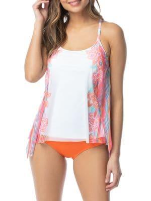 Coco Reef Fiesta Floral Mesh Layer Tankini Top