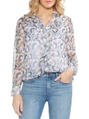 Vince Camuto Sapphire Blossom Botanical Blouse