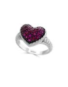 Effy Sterling Silver & Ruby Heart Ring