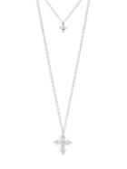 Design Lab Silvertone And Glass Stone Double Cross Necklace