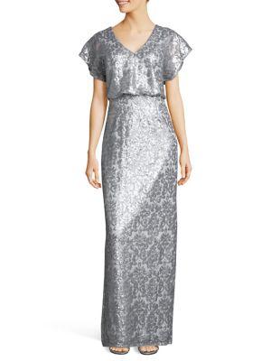 Adrianna Papell Sequin Blouson Gown