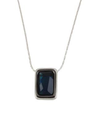 Robert Lee Morris Silvertone And Geometric Stone Pendant Necklace