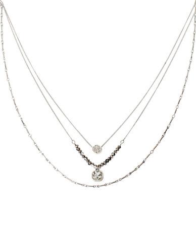 Kenneth Cole New York Pave Circle And Square Crystal Three Tiered Necklace