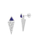 Nes Group Lapis And Sterling Silver Triangle Drop Earrings
