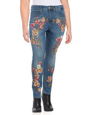 Melissa Mccarthy Seven7 Plus Distressed Floral Skinny Jeans