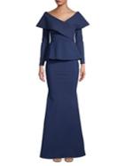 Chiara Boni La Petite Robe Peplum Long Sleeve Gown