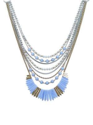 Lucky Brand Milagro Indigo Ranch Faux Pearl & Crystal Drama Necklace