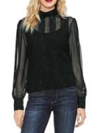 Vince Camuto Gilded Rose Lace Mesh Blouse