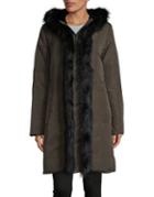 Donna Karan Faux Fur Trim Accent Anorak Jacket