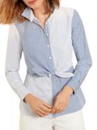 Brooks Brothers Red Fleece Mixed Stripe Tie-waist Blouse