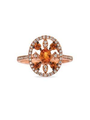 Marco Moore 14k Rose Gold, Diamond And Orange Sapphire Ring