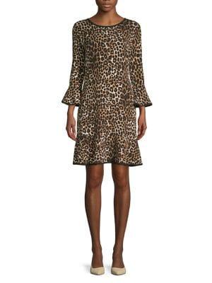 Michael Michael Kors Animal-print Bell-sleeve Dress