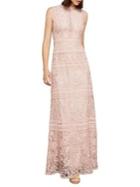 Bcbgmaxazria Sleeveless Scrolling Lace Gown