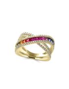 Effy Watercolor 0.58 Tcw Diamonds, Sapphire And 14k Yellow Gold Ring