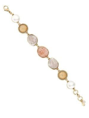 Lucky Brand Nouveau Americana Faux Pearl, Crystal And Citrine Link Bracelet