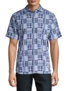 Tommy Bahama Patchwork Cotton Short Sleeve Button Front Shirt