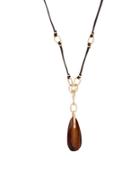 Robert Lee Morris Soho Tiger's Eye Double Leather Cord Necklace