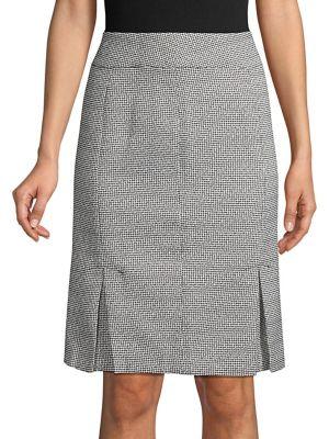 Kasper Pleated Tweed Check Skirt