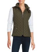 Gallery Faux Suede Trim Quilted Vest