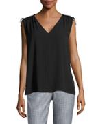 Lord & Taylor Petite Sophia Solid V-neck Top