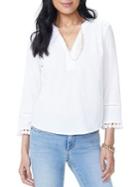 Nydj Tassel Split Neck Cotton Top