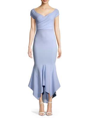 Quiz Surplice Cap-sleeve Handkerchief Dress