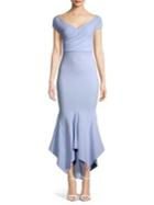 Quiz Surplice Cap-sleeve Handkerchief Dress