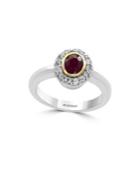 Effy Ruby, White Sapphire And Sterling Silver And 18k Yellow Gold Ring