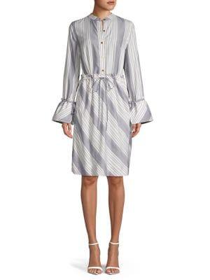 Donna Karan Striped Knee-length Shirtdress