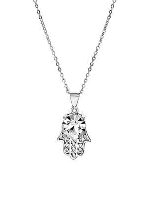 Lord & Taylor 925 Sterling Silver & Swarovski Crystal Hamsa Pendant Necklace