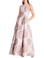 Adrianna Papell Long Floral Jacquard Dress