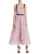 Marchesa Notte Sleeveless Tulle Crystal Gown