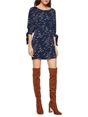 Bcbgeneration Printed Balloon-sleeve Satin Sheath Dress