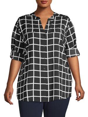 Calvin Klein Plus Windowpane Button-down Shirt