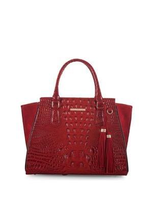 Brahmin Priscilla Embossed Suede And Leather Satchel