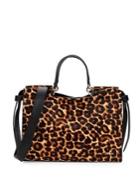 Calvin Klein Leopard Faux-fur Leather Satchel