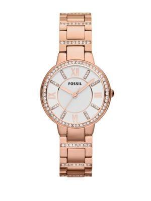 Fossil Virginia Rose Goldtone And Crystal Watch