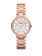 Fossil Virginia Rose Goldtone And Crystal Watch