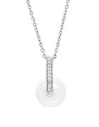 Lord & Taylor 12mm - 13mm White Button Freshwater Pearl Silver Pendant Necklace
