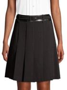 Karl Lagerfeld Paris Belted Contrast Pleated A-line Skirt