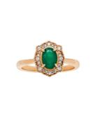 Lord & Taylor Diamond, Emerald And 14k Yellow Gold Ring
