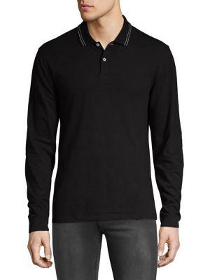 Black Brown Slim-fit Long-sleeve Polo