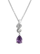 Lord & Taylor Sterling Silver, Amethyst & Diamond Pendant Necklace