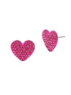Betsey Johnson Fruit Flies Crystal Heart Stud Earrings