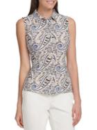 Tommy Hilfiger Paisley-print Sleeveless Buttoned Top