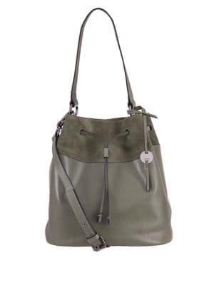 Lodis Medium Wiltern Rfid Jess Suede And Leather Drawstring Bag