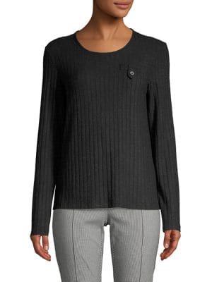 Lord & Taylor Ribbed Long-sleeve Top